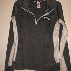 Grey Pink long sleeved work out half zip shirt ✨